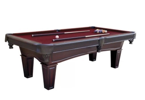 台球桌，备选石板表面和暗栗色框架。