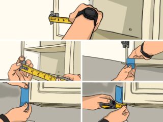 关于如何测量机柜铰链的插图拼贴。