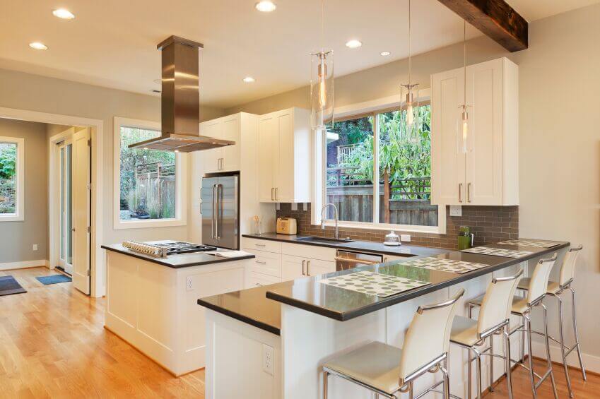 White Cabinets And Dark Granite, White Cabinets Black Countertops What Color Floor