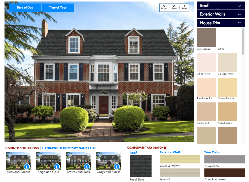 Home Exterior Visualizer软件选项的示例